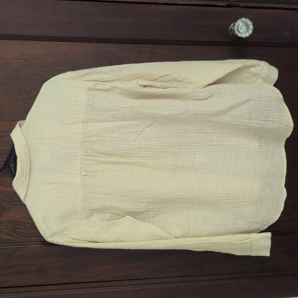 Anthropologie Button Side Striped Textured Shirt, Women's Plus Size Small Cotton - Picture 7 of 8